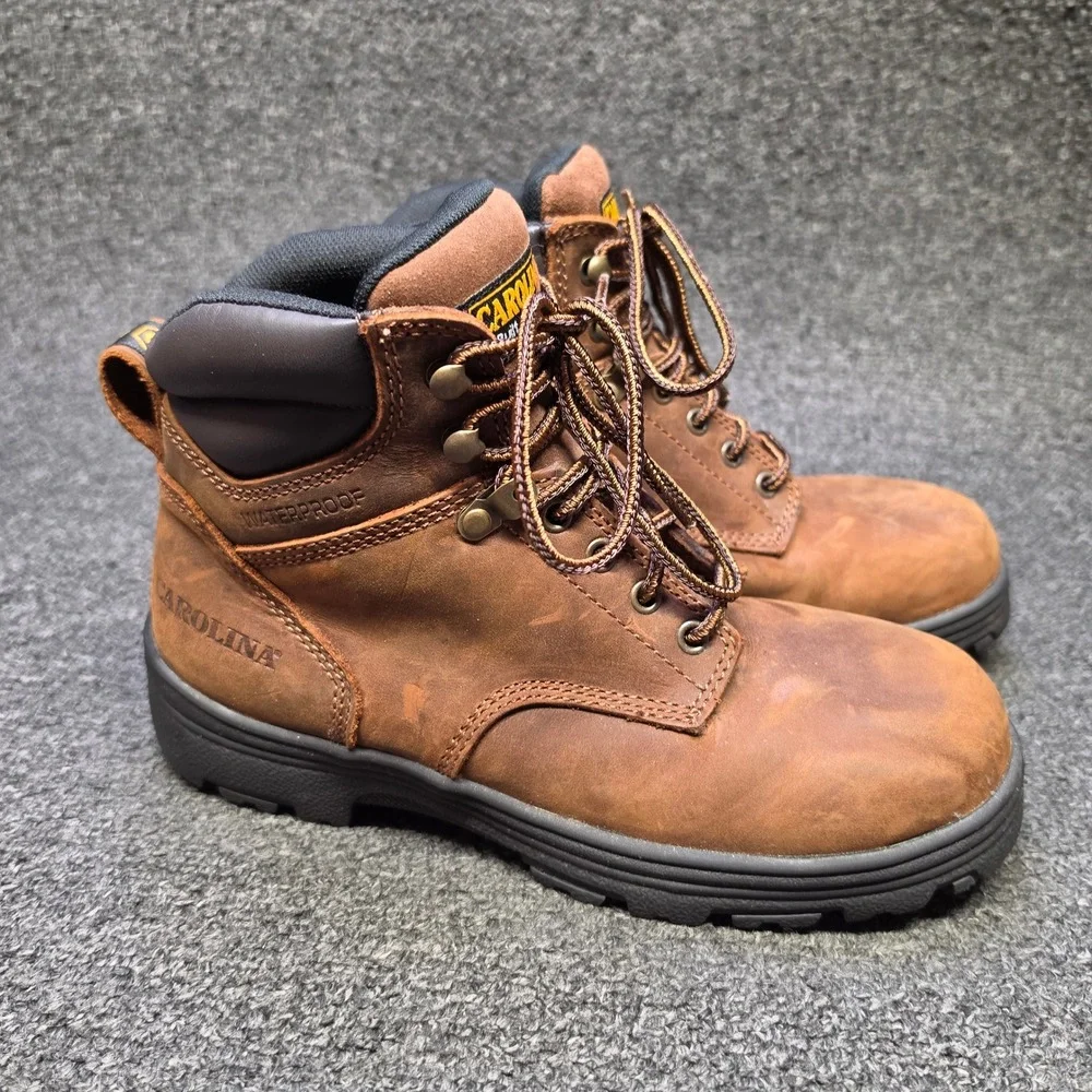 Carolina Work Boots Brown Mens 8D Waterproof Leather CA3026 Mid Top Outdoors